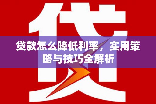 洋山贷款怎么降低利率，实用策略与技巧全解析
