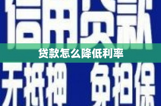 洋山贷款怎么降低利率